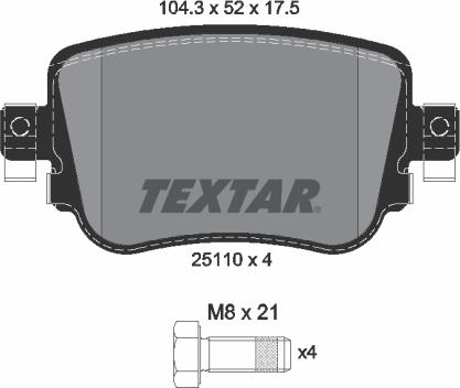 Textar 2511001 - Kit de plaquettes de frein, frein à disque cwaw.fr