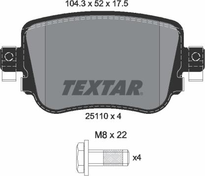 Textar 2511003 - Kit de plaquettes de frein, frein à disque cwaw.fr