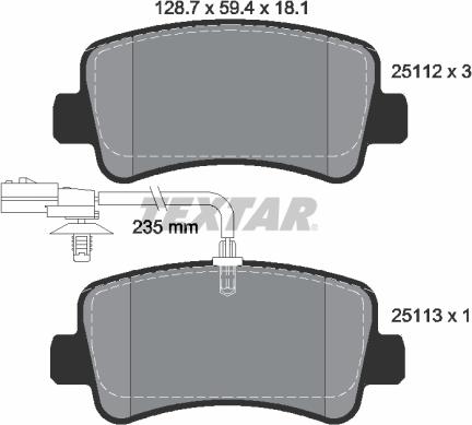 Textar 2511201 - Kit de plaquettes de frein, frein à disque cwaw.fr