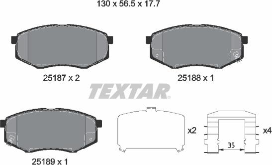 Textar 2518704 - Kit de plaquettes de frein, frein à disque cwaw.fr