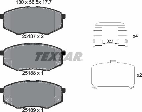 Textar 2518701 - Kit de plaquettes de frein, frein à disque cwaw.fr