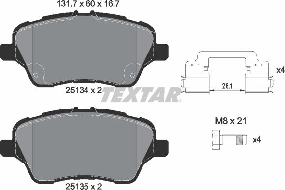 Textar 2513402 - Kit de plaquettes de frein, frein à disque cwaw.fr