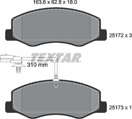 Textar 2517201 - Kit de plaquettes de frein, frein à disque cwaw.fr