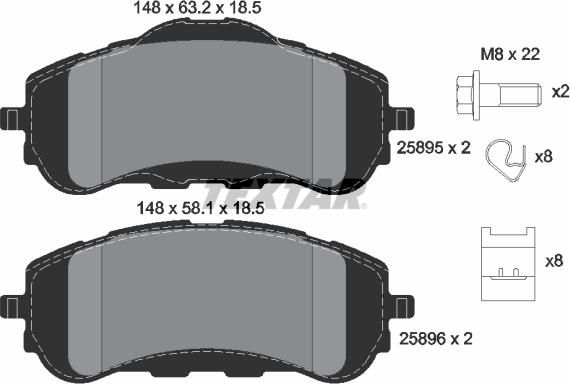 Textar 2589501 - Kit de plaquettes de frein, frein à disque cwaw.fr