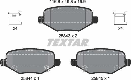 Textar 2584301 - Kit de plaquettes de frein, frein à disque cwaw.fr