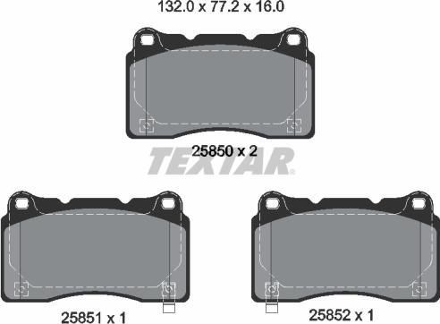 Textar 2585001 - Kit de plaquettes de frein, frein à disque cwaw.fr