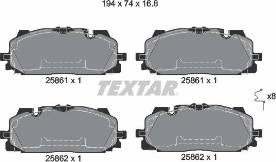 Textar 2586101 - Kit de plaquettes de frein, frein à disque cwaw.fr