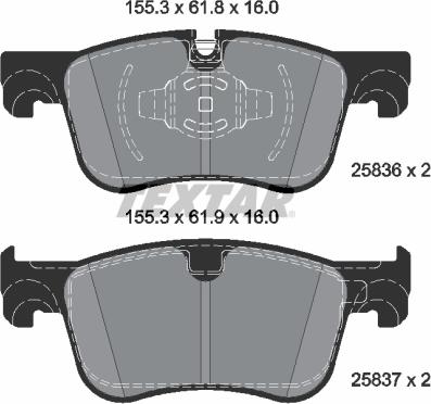 Textar 2583605 - Kit de plaquettes de frein, frein à disque cwaw.fr