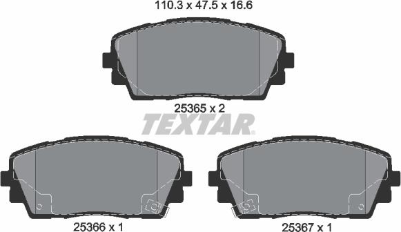 Textar 2536501 - Kit de plaquettes de frein, frein à disque cwaw.fr