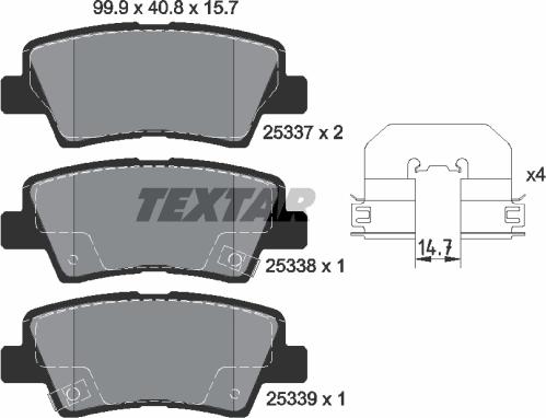 Textar 2533703 - Kit de plaquettes de frein, frein à disque cwaw.fr