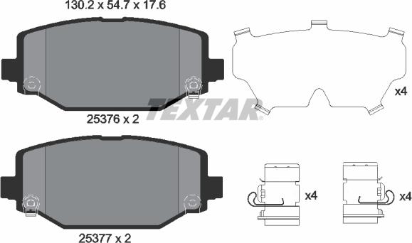 Textar 2537601 - Kit de plaquettes de frein, frein à disque cwaw.fr