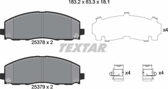 Textar 2537801 - Kit de plaquettes de frein, frein à disque cwaw.fr