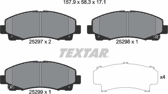 Textar 2529701 - Kit de plaquettes de frein, frein à disque cwaw.fr