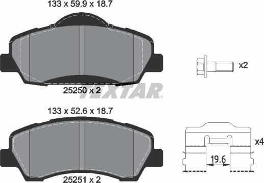 Textar 2525001 - Kit de plaquettes de frein, frein à disque cwaw.fr