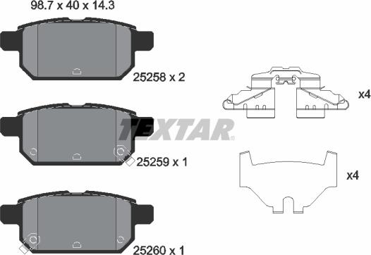 Textar 2525801 - Kit de plaquettes de frein, frein à disque cwaw.fr