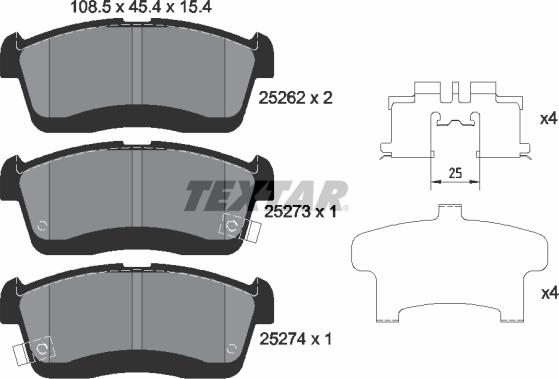 Textar 2526201 - Kit de plaquettes de frein, frein à disque cwaw.fr