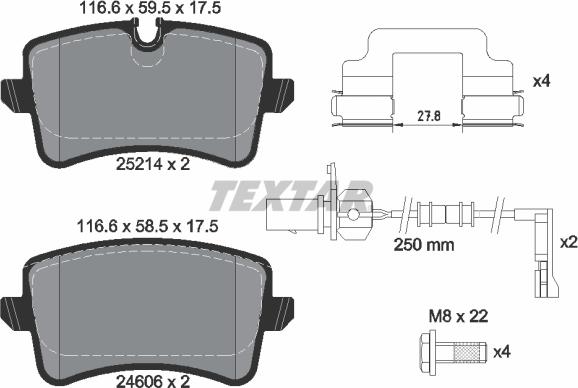 Textar 2521404 - Kit de plaquettes de frein, frein à disque cwaw.fr