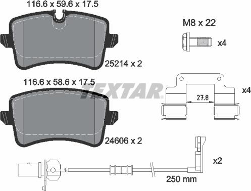 Textar 2521405 - Kit de plaquettes de frein, frein à disque cwaw.fr