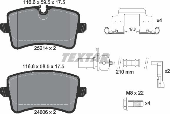 Textar 2521402 - Kit de plaquettes de frein, frein à disque cwaw.fr