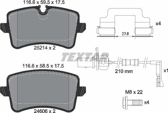 Textar 2521413 - Kit de plaquettes de frein, frein à disque cwaw.fr