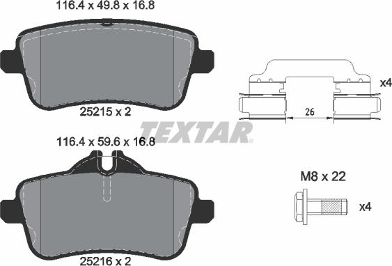 Textar 2521509 - Kit de plaquettes de frein, frein à disque cwaw.fr