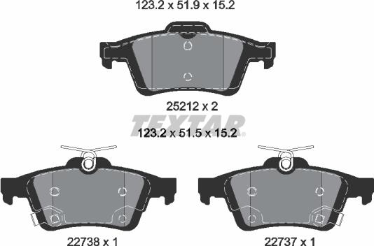 Textar 2521204 - Kit de plaquettes de frein, frein à disque cwaw.fr