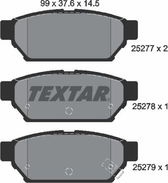 Textar 2527701 - Kit de plaquettes de frein, frein à disque cwaw.fr