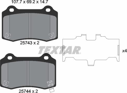 Textar 2574301 - Kit de plaquettes de frein, frein à disque cwaw.fr