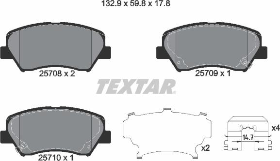 Textar 2570801 - Kit de plaquettes de frein, frein à disque cwaw.fr