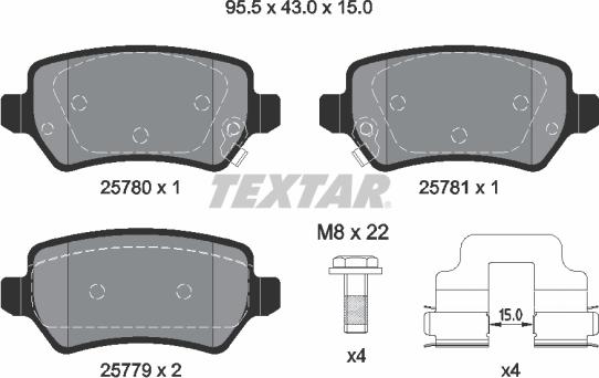 Textar 2578001 - Kit de plaquettes de frein, frein à disque cwaw.fr