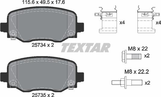 Textar 2573401 - Kit de plaquettes de frein, frein à disque cwaw.fr