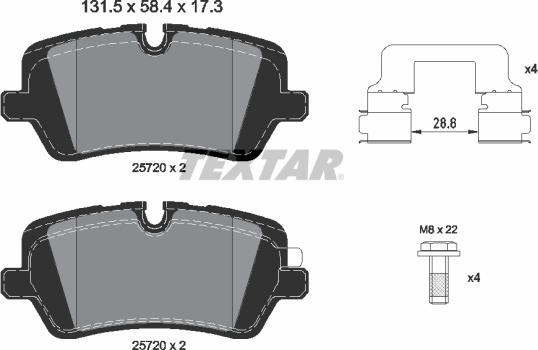 Textar 2572001 - Kit de plaquettes de frein, frein à disque cwaw.fr