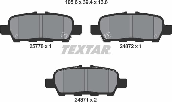 Textar 2577801 - Kit de plaquettes de frein, frein à disque cwaw.fr