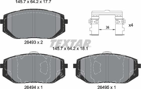 Textar 2649301 - Kit de plaquettes de frein, frein à disque cwaw.fr