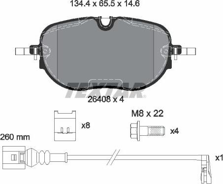 Textar 2640801 - Kit de plaquettes de frein, frein à disque cwaw.fr