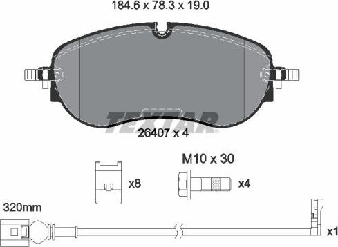 Textar 2640701 - Kit de plaquettes de frein, frein à disque cwaw.fr