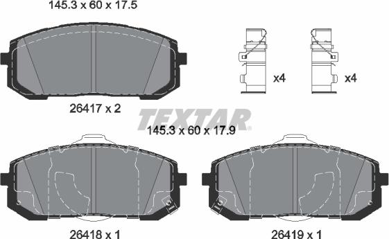 Textar 2641701 - Kit de plaquettes de frein, frein à disque cwaw.fr