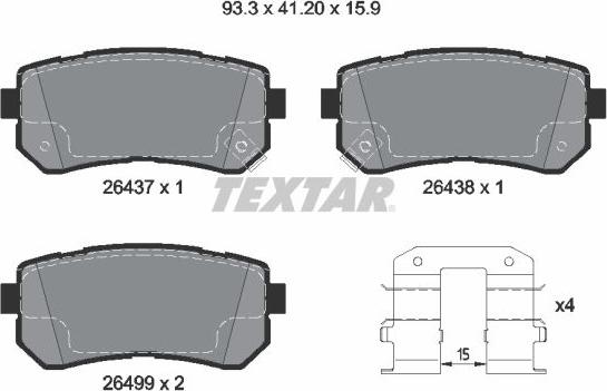 Textar 2643701 - Kit de plaquettes de frein, frein à disque cwaw.fr