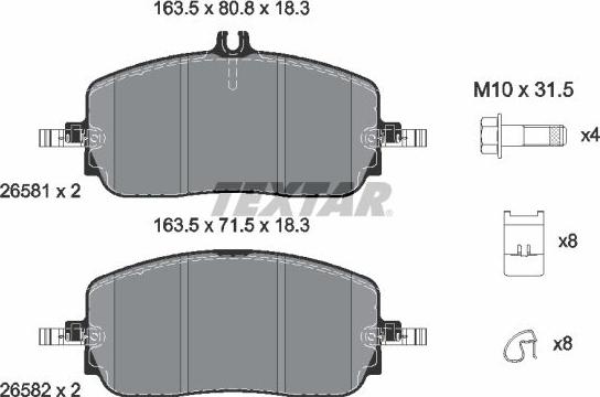 Textar 2658101 - Kit de plaquettes de frein, frein à disque cwaw.fr