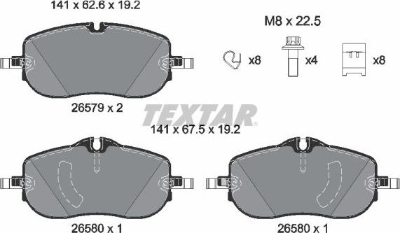 Textar 2657901 - Kit de plaquettes de frein, frein à disque cwaw.fr