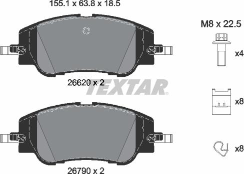 Textar 2662001 - Kit de plaquettes de frein, frein à disque cwaw.fr