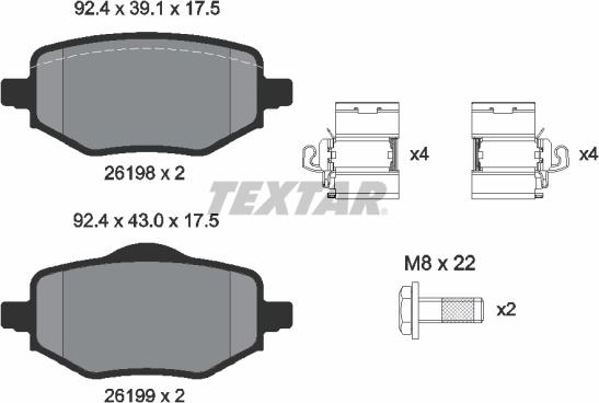 Textar 2619801 - Kit de plaquettes de frein, frein à disque cwaw.fr