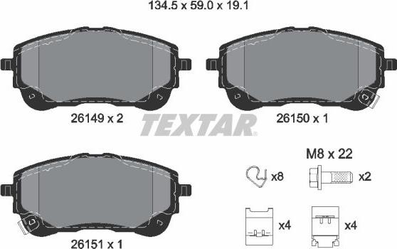 Textar 2614901 - Kit de plaquettes de frein, frein à disque cwaw.fr