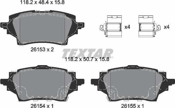 Textar 2615301 - Kit de plaquettes de frein, frein à disque cwaw.fr