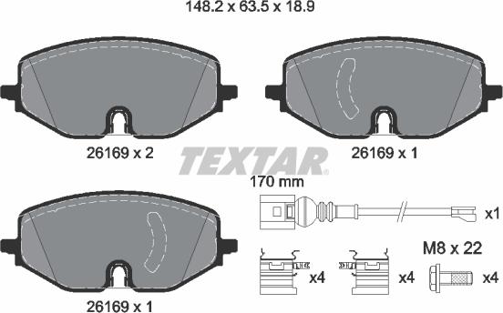 Textar 2616901 - Kit de plaquettes de frein, frein à disque cwaw.fr