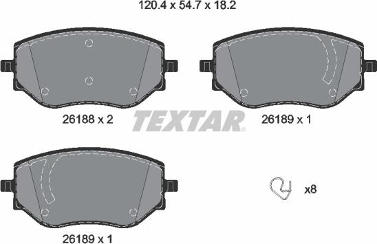 Textar 2618801 - Kit de plaquettes de frein, frein à disque cwaw.fr