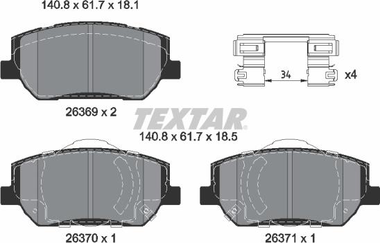 Textar 2636901 - Kit de plaquettes de frein, frein à disque cwaw.fr