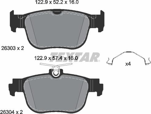 Textar 2630301 - Kit de plaquettes de frein, frein à disque cwaw.fr