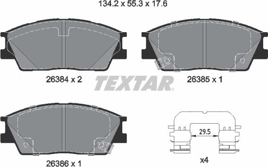 Textar 2638401 - Kit de plaquettes de frein, frein à disque cwaw.fr