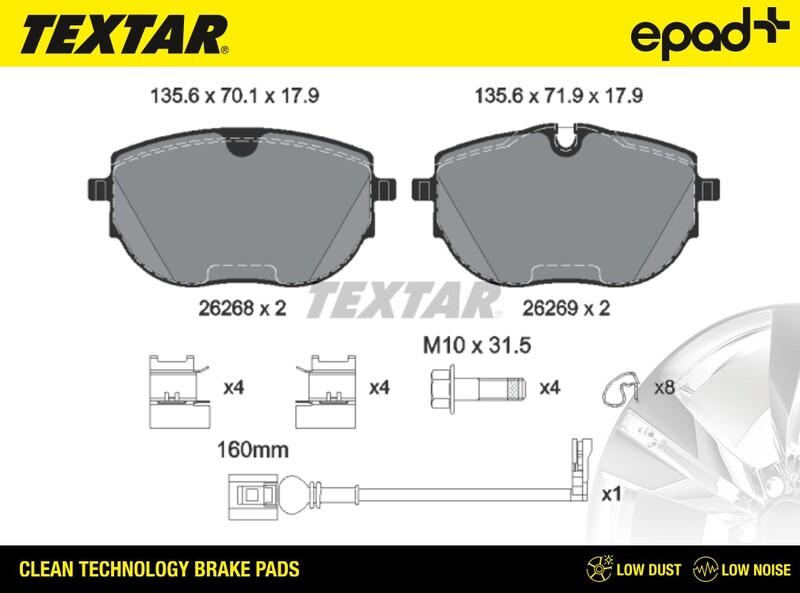 Textar 2626801CP - Kit de plaquettes de frein, frein à disque cwaw.fr